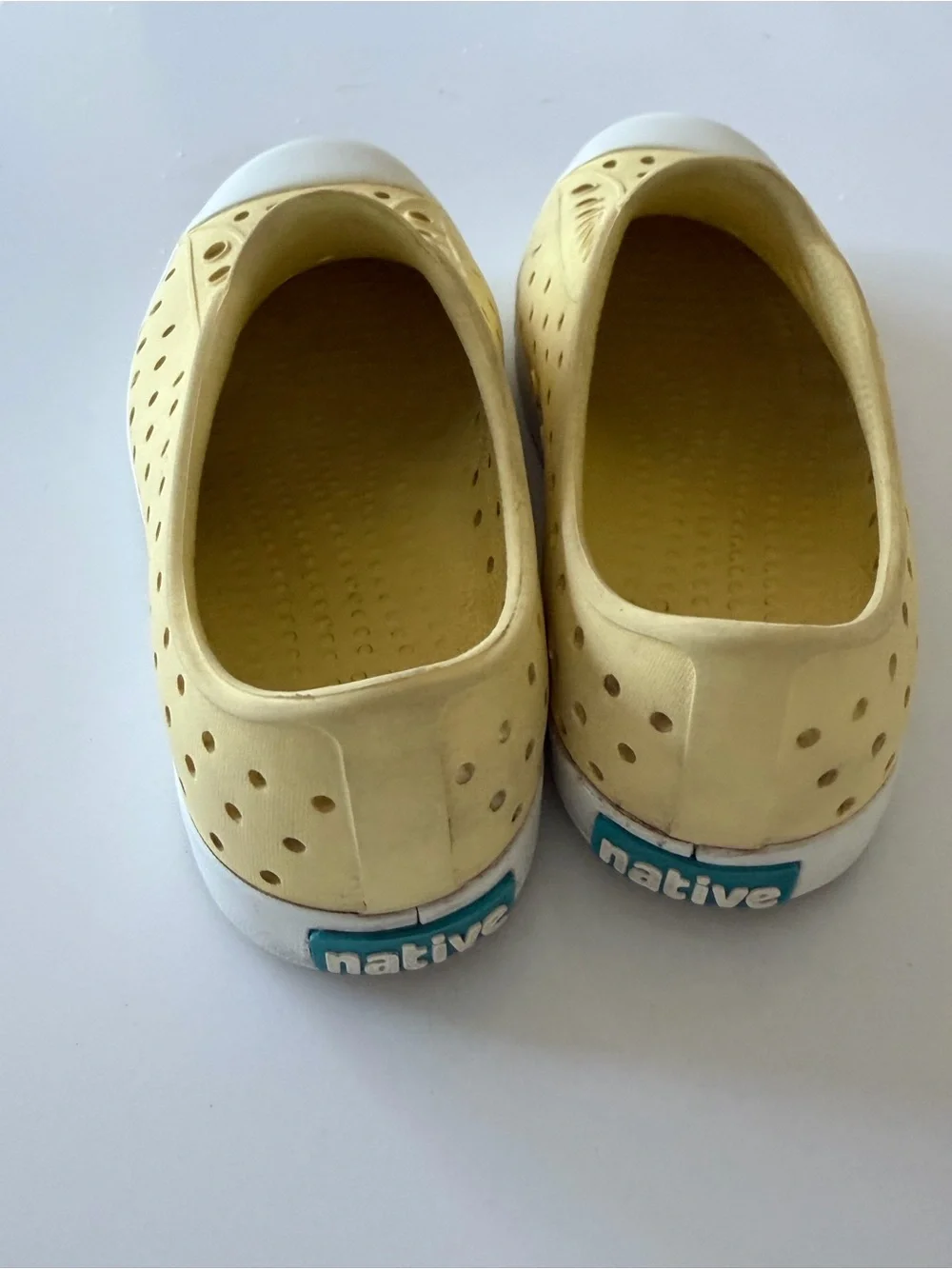 Native Kids Slip-On Water Shoes in Yellow with White Toe